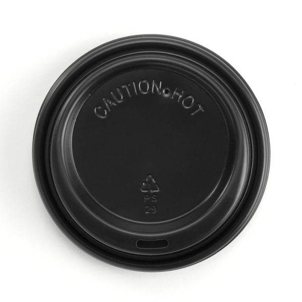 Black Plastic Coffee Lid 8-20oz (90mm)