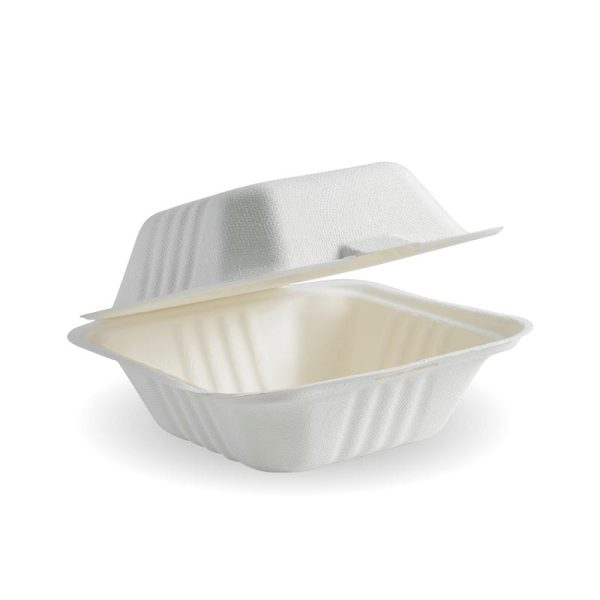 White Plant Fibre Clamshell 6x6x3" (15x15x8cm)