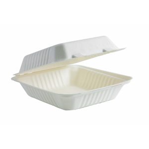 White Plant Fibre Clamshell 7.8x8x3" (20x22x9cm)