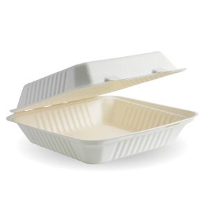 White Plant Fibre Clamshell 9x9x3" (23x23x8cm)