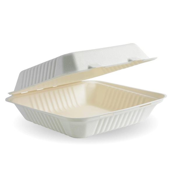 White Plant Fibre Clamshell 9x9x3" (23x23x8cm)