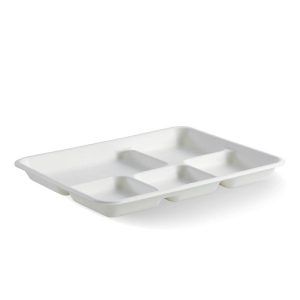 White Plant Fibre 5-Compartment Lunch Tray