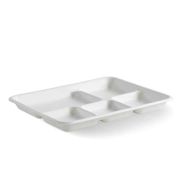 White Plant Fibre 5-Compartment Lunch Tray