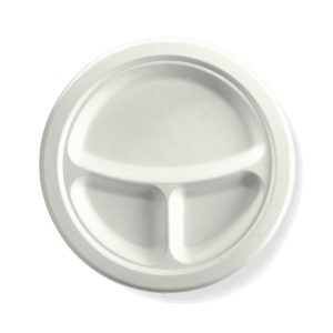 White Plant Fibre 3-Compartment Round Plate 9" (23cm)