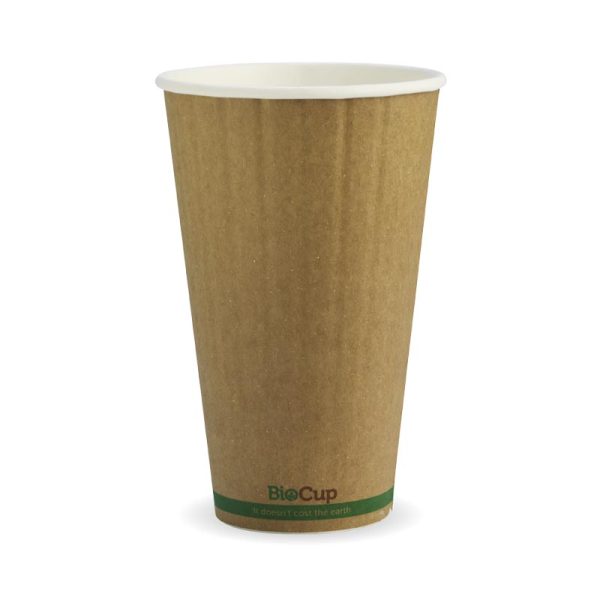 Kraft Green Stripe Double Wall BioCup 16oz (90mm)