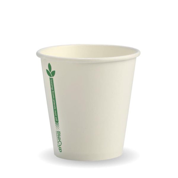White Green Line Single Wall BioCup 6oz (80mm)