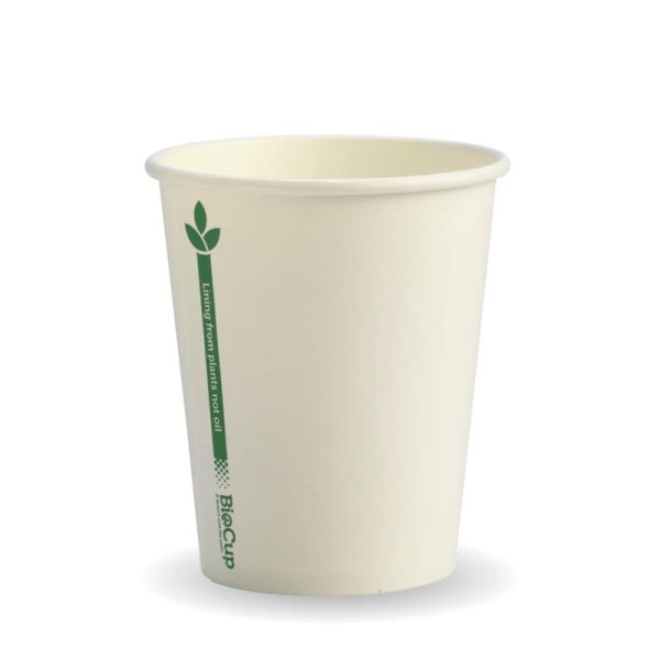 White Green Line Single Wall BioCup 8oz (80mm)