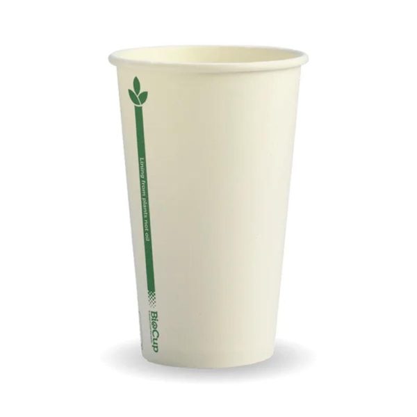 White Green Line Single Wall BioCup 12oz (80mm)