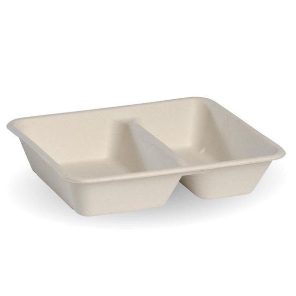 Natural Plant Fibre 2-Compartment Takeaway Base 240x180x50mm