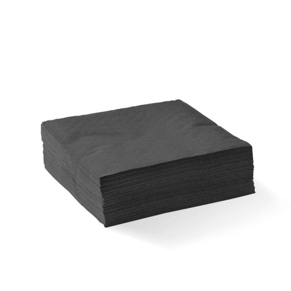 Black Corner Embossed 2-Ply Cocktail Napkin