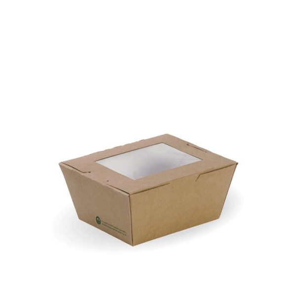 Kraft Bioboard Lunch Box With Window Small 110x90x64mm