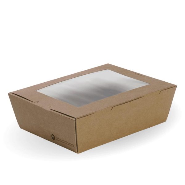 Kraft BioBoard Lunch Box With Window Large 197x140x64mm
