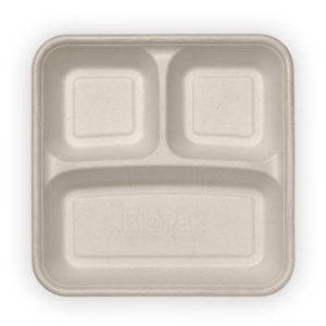 Natural Plant Fibre 3-Compartment Takeaway Lid