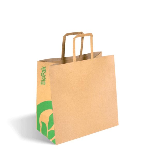 Kraft Flat Handle Paper Bags Small (280x150x275mm)