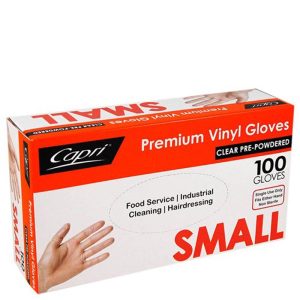 Clear Pre-Powdered Vinyl Glove Small
