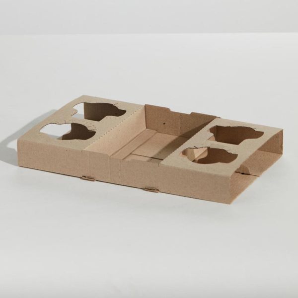 Kraft Cardboard 4-Cup Carry Tray