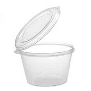Clear Plastic Sauce Cup with Hinged Lid 4oz