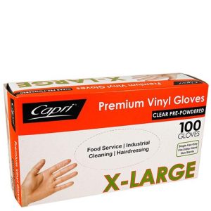 Clear Pre-Powdered Vinyl Glove Extra Large