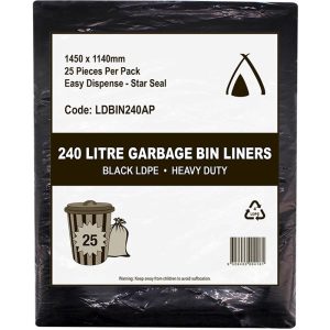 Black Heavy Duty Bin Liner 240L