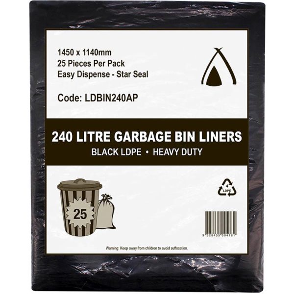 Black Heavy Duty Bin Liner 240L