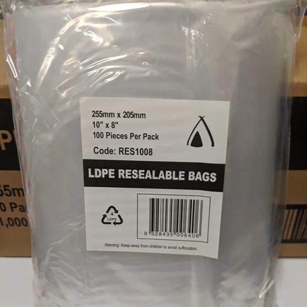 Clear Resealable Zip Lock Bag 8x10"