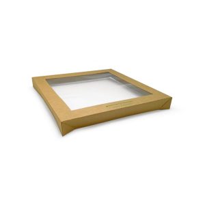 Brown Square Window Catering Tray Lid Medium (250x250x30mm)