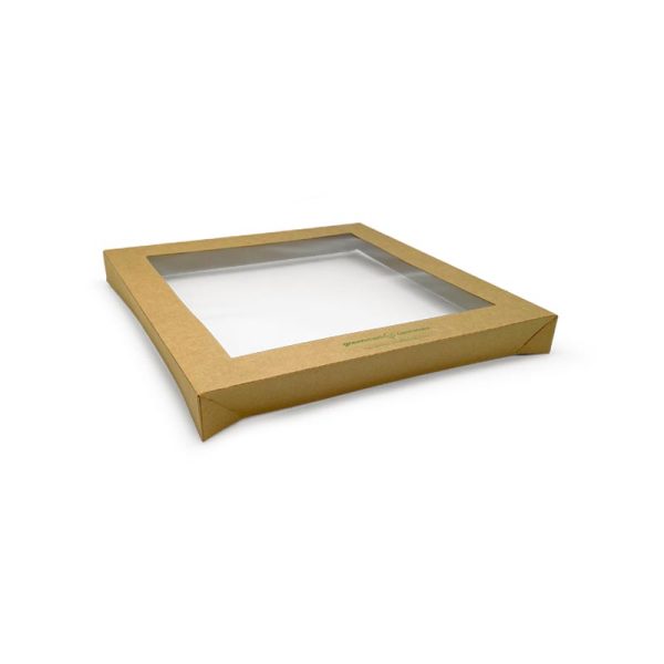 Brown Square Window Catering Tray Lid Medium (250x250x30mm)