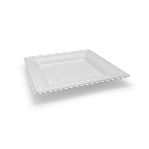 White Sugarcane Square Plate 10"
