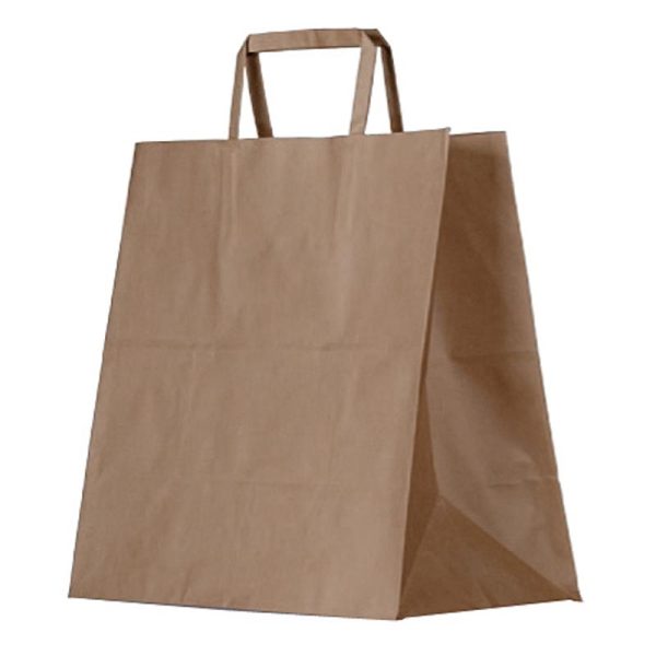 Kraft Flat Paper Handle Bag Small (275x275x150mm)